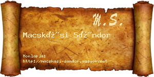 Macskási Sándor névjegykártya