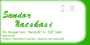 sandor macskasi business card